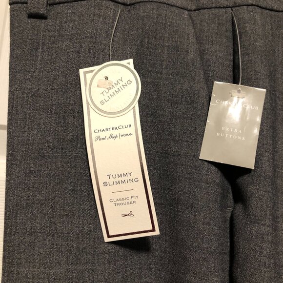 CHARTER CLUB WOMEN'S NEW GRAY 63%POLYESTER 33%RAYON DRESS PANTS SIZE: 24/32 - Picture 3 of 4